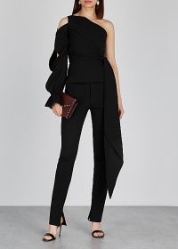 ROLAND MOURET Vero black asymetric draped top