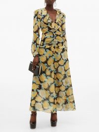 MIU MIU Rose-print crystal-embellished georgette dress