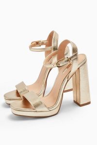 TOPSHOP SABINE Gold Platform Heels