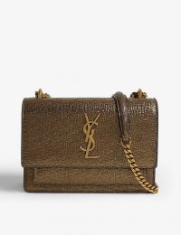 SAINT LAURENT Sunset small gold leather shoulder bag