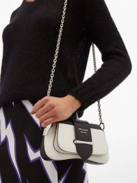 PRADA Sidonie mini white and black leather shoulder bag