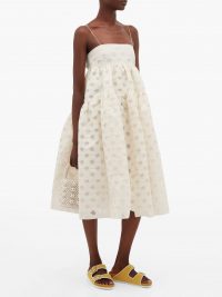 CECILIE BAHNSEN Sofie floral-jacquard devoré midi dress in cream ~ voluminous dresses