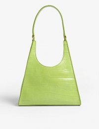 STAUD Rey small croc-embossed leather bag ~ pistachio-green bags