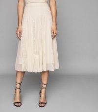 REISS ULTANA LACE DETAILED MINI SKIRT NUDE ~ feminine floaty skirts