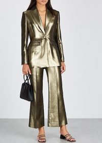 ALEXACHUNG Gold kick-flare lamé trousers ~ flared pants