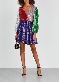 ALICE + OLIVIA Blaze panelled sequin mini dress ~ colour block paneled dresses