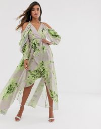 ASOS DESIGN cold shoulder floral print maxi dress / flowing going out dresses