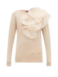 SIES MARJAN Awa silk-organza rosette wool-blend sweater ~ statement knitwear