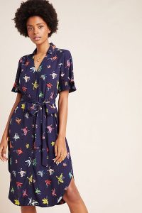 Maeve Flutterby Shirtdress in Blue Motif / beautiful butterfly prints