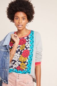 ANTHROPOLOGIE Melody Sweatshirt Grey Motif