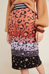 Maeve Leopard Sweater-Knit Pencil Skirt / patterned knitwear