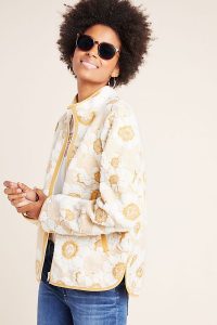 ANTHROPOLOGIE Tilly Embroidered Sherpa Jacket in Cream ~ floral jackets