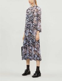 BAUM UND PFERDGARTEN Alexondra floral-print crepe midi dress in blue / navy