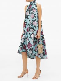 ERDEM Belita high-neck floral-print taffeta dress ~ romantic style event wear