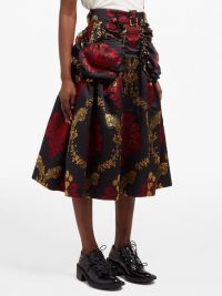 SIMONE ROCHA Belted floral-brocade midi skirt in black / luxe skirts