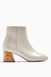 TOPSHOP BIRCH Taupe Block Boots ~ wood effect heels