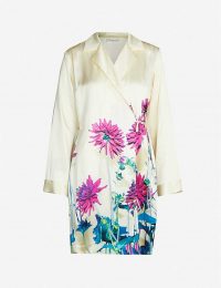 DRIES VAN NOTEN Floral-print silk-satin kimono / luxe tunic top