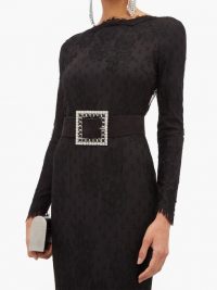 ALESSANDRA RICH square embellished-buckle suede belt in black ~ statement belts