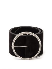 ALESSANDRA RICH Round embellished-buckle suede belt