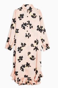 TOPSHOP Floral Frill Hem Midi Dress