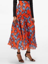 CAROLINA HERRERA Floral-print gazar skirt in orange