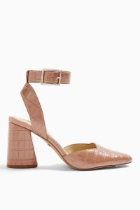 TOPSHOP GAZE Pink Block Ankle Strap Heels