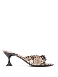 STAUD Leonardo python-effect leather mules / snake print kitten heels