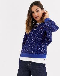 Levi’s Isa crew neck sweatshirt in fun leopard sodalite / blue sweat top