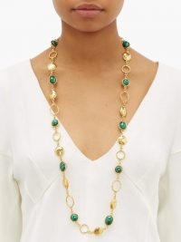 SYLVIA TOLEDANO Long malachite necklace ~ green stone necklaces