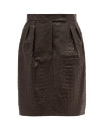 MAX MARA Manila black crocodile-effect leather skirt