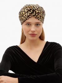 GUCCI Metallic logo-print turban headband ~ glamorous gold headbands