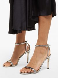 JIMMY CHOO Minny 85 metallic silver-leather sandals