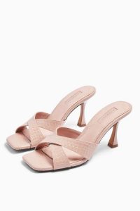 TOPSHOP NIECE Cross Strap Mules in Pink