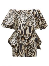 ALEXANDRE VAUTHIER Off-the-shoulder lynx-print silk mini dress / evening glamour