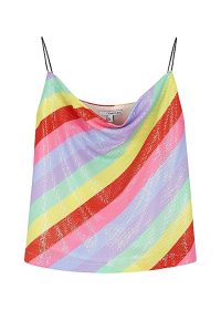 OLIVIA RUBIN Clover striped sequin top / rainbow camisole