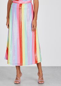 OLIVIA RUBIN Penelope striped sequin midi skirt / rainbow sequined skirts