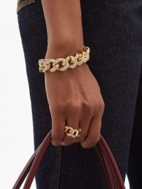 BOTTEGA VENETA Pavé-crystal chain bracelet ~ chunky embellished chains