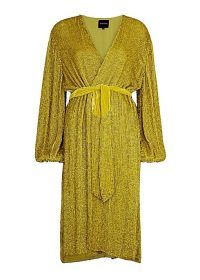 RETROFÊTE Audrey gold sequin wrap dress / glamorous evening fashion