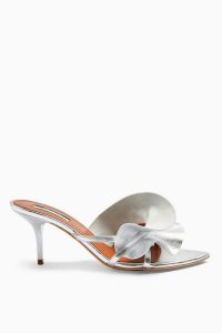 TOPSHOP RUFFLE V Point Mules in Silver