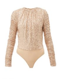 JONATHAN SIMKHAI Sequinned open-back mesh bodysuit in ~ sequin embellished bodysuits