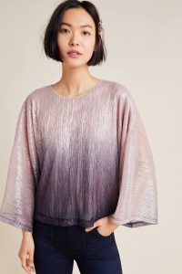 ANTHROPOLOGIE Serena Ombre Top / metallic wide sleeve tops