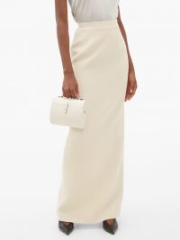 ALESSANDRA RICH Slit-back wool-blend bouclé skirt in cream