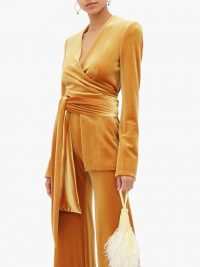 GALVAN Winter Sun velvet wrap jacket in rust-yellow