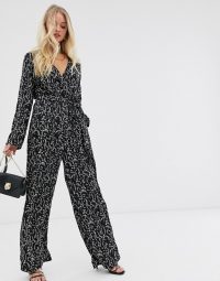 Y.A.S floral wrap jumpsuit in black