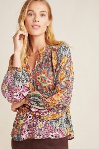 Kachel Ambrosia Peasant Blouse / mixed print blouses