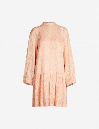 BAUM UND PFERDGARTEN Angelica metallic-pattern silk-blend mini dress in pink ~ drop waist dresses