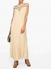 CHLOÉ Beaded beige silk-georgette gown