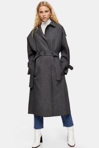 TOPSHOP Charcoal Grey Trench Coat – stylish belted coats