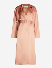 DRIES VAN NOTEN Belted satin trench coat in blush ~ luxe coats