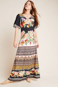 Farm Rio for Anthropologie Esmeralda Floral Maxi Dress Black Motif / mixed print dresses